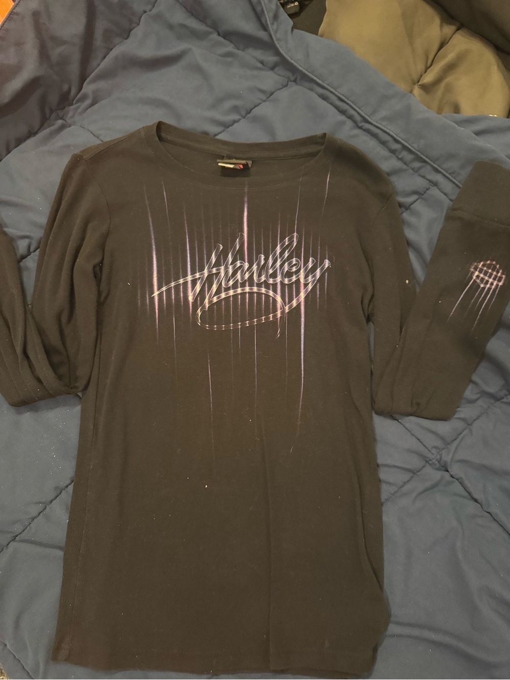 Bravado Black Long Sleeve Tee with Pink-Purple Graphic